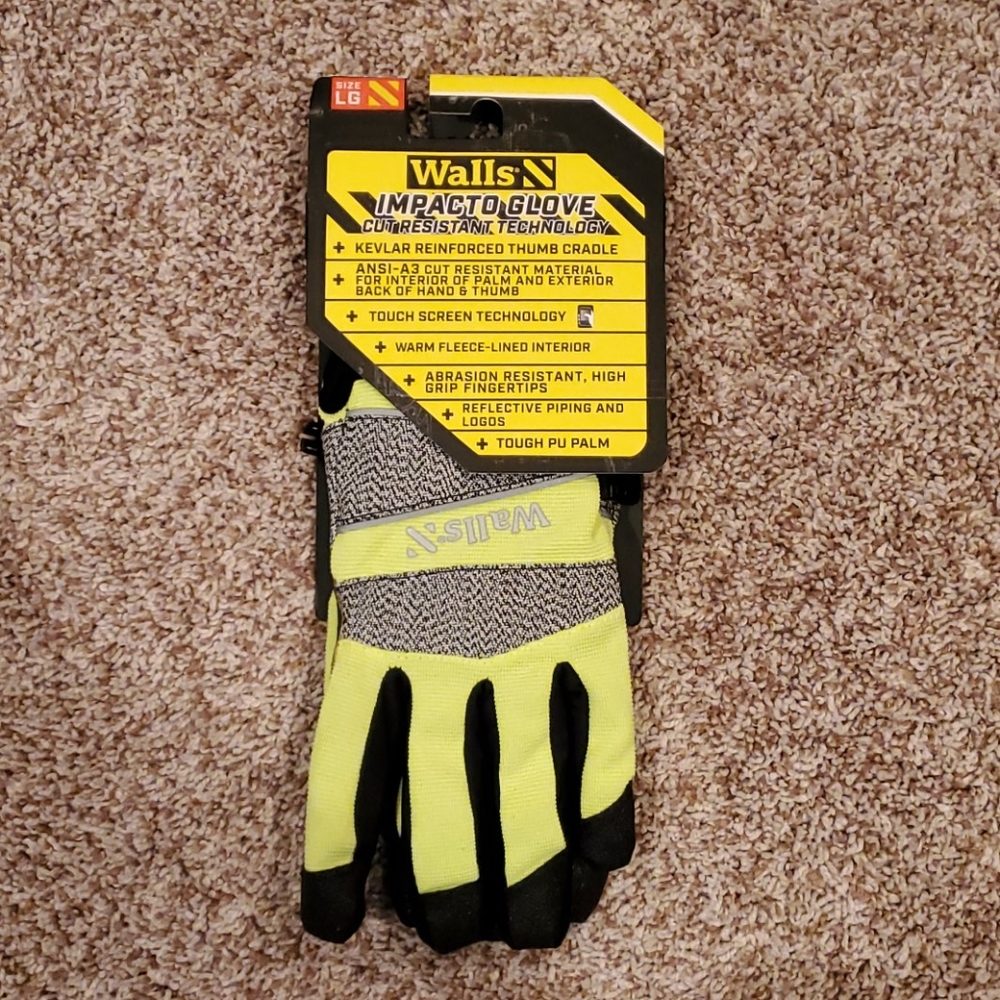 Walls Impacto Work Glove Cut Resistant Hi Vis
